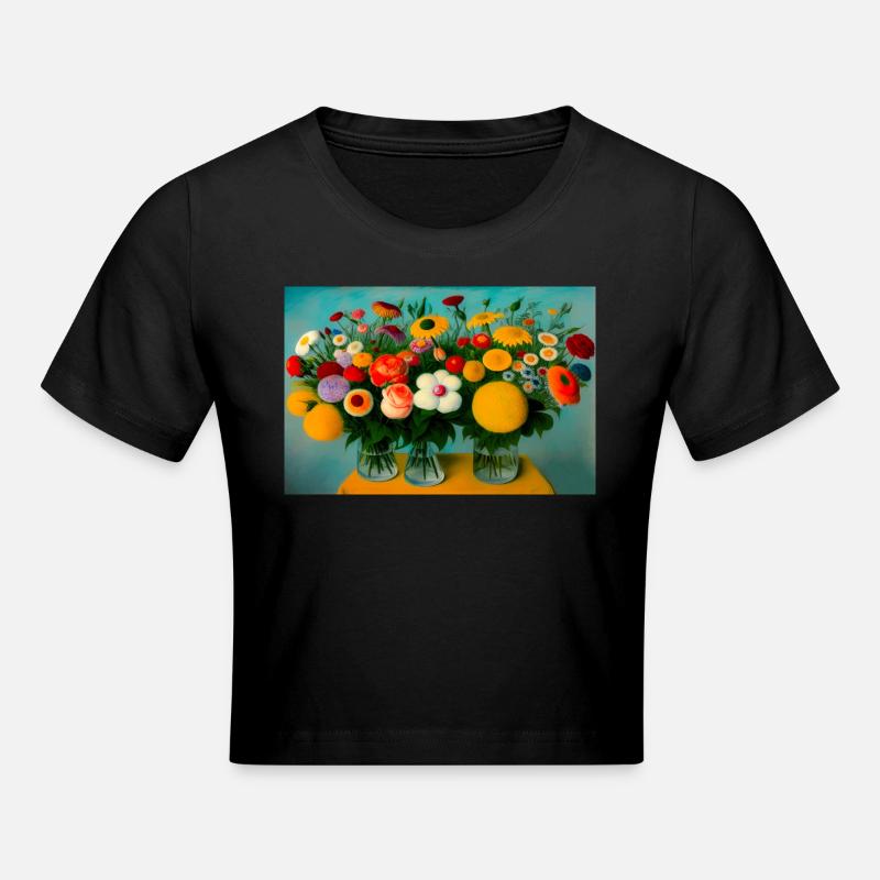 Splendeur florale classique - Crop top - noir