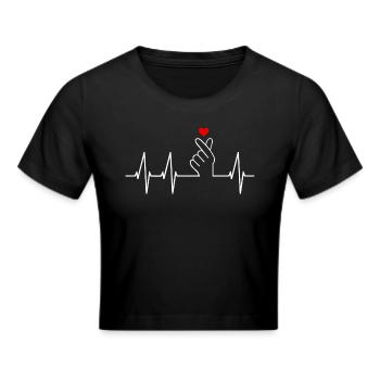 K-pop Saranghae Finger Sign Kpop Fingerherz - Frauen Cropped T-Shirt - Schwarz - Vorne - Marisol (170cm)
