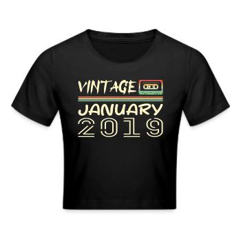 Vintage January 2019 - Anniversary January 2019 - Cropped T-Shirt - black - Front - Marisol (170cm)