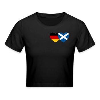 Deutschland Schottland Flagge Herz - Frauen Cropped T-Shirt - Schwarz - Vorne - Marisol (170cm)