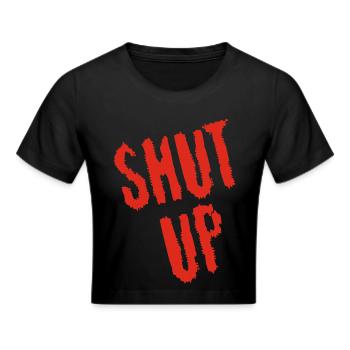 Be quiet! (red) - Cropped T-Shirt - black - Front - Marisol (170cm)