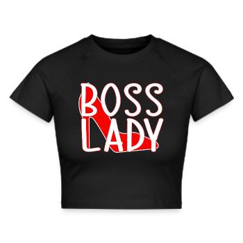 MOMLIFE Mama Design Mutterherz Mutterliebe Chefin - Frauen Cropped T-Shirt - Schwarz - Vorne - Marisol (170cm)