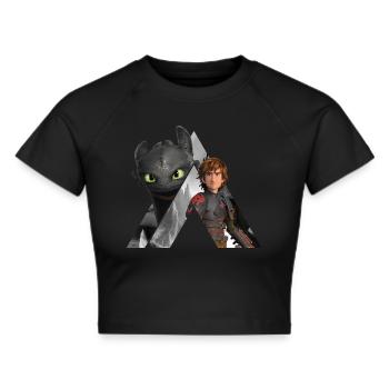 Drachenzähmen Leicht Gemacht Ohnezahn und Hicks - Frauen Cropped T-Shirt - Schwarz - Vorne - Marisol (170cm)
