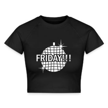 Friday white - Frauen Cropped T-Shirt - Schwarz - Vorne - Marisol (170cm)