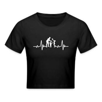 Herzschläge von Vater, Sohn und Tochter - Frauen Cropped T-Shirt - Schwarz - Vorne - Marisol (170cm)