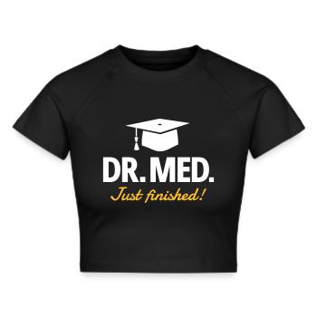 Dr. med. - Doktorhut - Frauen Cropped T-Shirt - Schwarz - Vorne - Marisol (170cm)