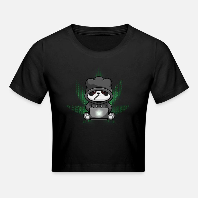 Hacker Panda Hacker Edition - Cropped T-Shirt - black
