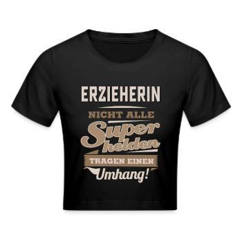 Superhelden in Sepia - Erzieherin - RAHMENLOS - Frauen Cropped T-Shirt - Schwarz - Vorne - Marisol (170cm)
