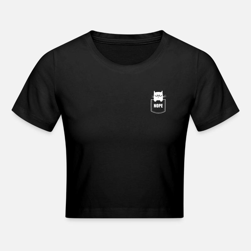 Pocket Cat Grumpy Non - Design de chat drôle - Crop top - noir