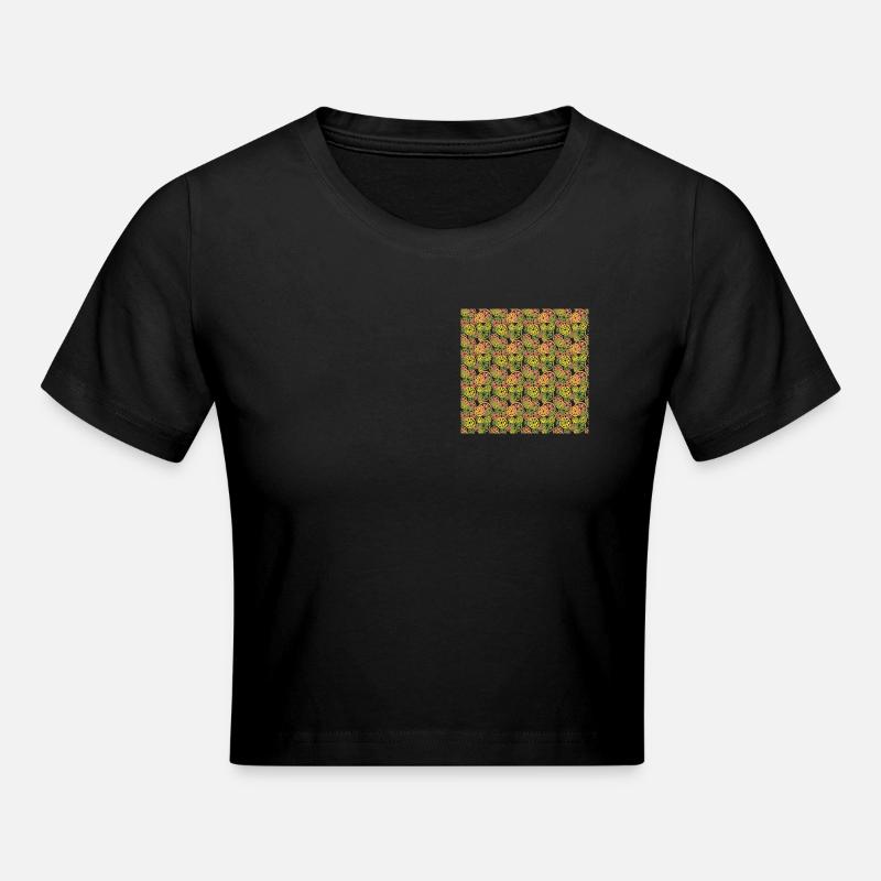 Fruit Lemon Orange Pattern - Cropped T-Shirt - black