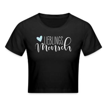 Lieblingsmensch handlettering mit Herz in mint - Frauen Cropped T-Shirt - Schwarz - Vorne - Marisol (170cm)