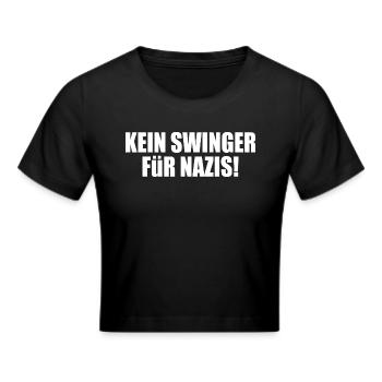 No swinger for nazis - Cropped T-Shirt - black - Front - Marisol (170cm)