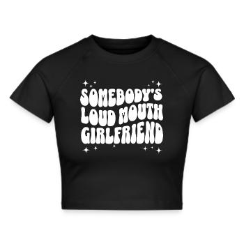 Humorous phrase girlfriend - Cropped T-Shirt - black - Front - Marisol (170cm)