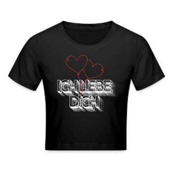 I love you - Cropped T-Shirt - black - Front - Marisol (170cm)