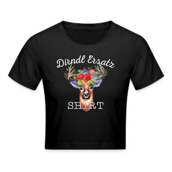Dirndl Ersatz - Mei Dirndl is in da Wäsch - Frauen Cropped T-Shirt - Schwarz - Vorne - Marisol (170cm)