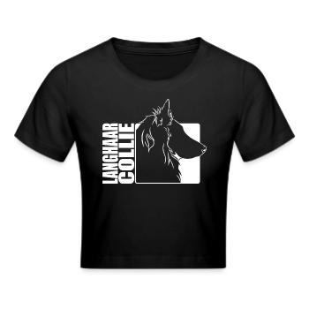 Langhaar Collie Profil Hunde Hund Wilsigns - Frauen Cropped T-Shirt - Schwarz - Vorne - Marisol (170cm)