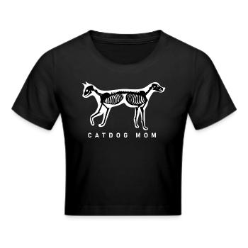 Cat Mom, Dog Mom | Catdog Mom T-shirt - Frauen Cropped T-Shirt - Schwarz - Vorne - Marisol (170cm)