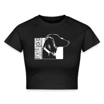 Longhaired Profile Dogs Dog Wilsigns - Cropped T-Shirt - black - Front - Marisol (170cm)