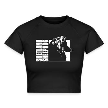 Shetland Sheepdog Profil Hunde Hund Wilsigns - Frauen Cropped T-Shirt - Schwarz - Vorne - Marisol (170cm)