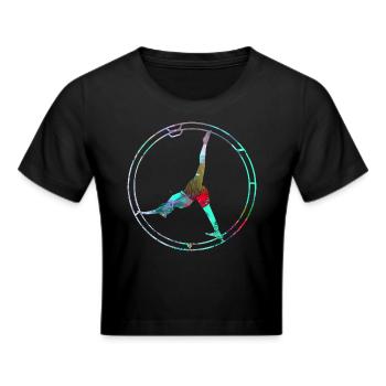 rhönrad,rad,tuniererin, sportlerin,bunt,graffiti - Frauen Cropped T-Shirt - Schwarz - Vorne - Marisol (170cm)