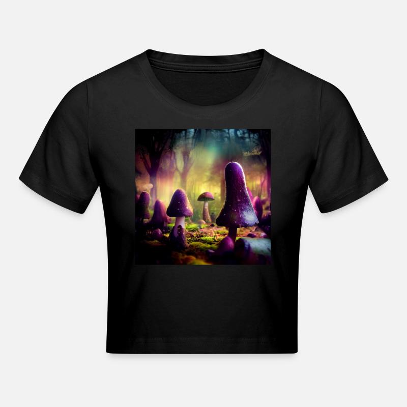 Forêt de champignons - Crop top - noir