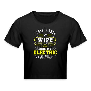 E-Scooter Stromer Roller Sport Hybrid - Frauen Cropped T-Shirt - Schwarz - Vorne - Marisol (170cm)