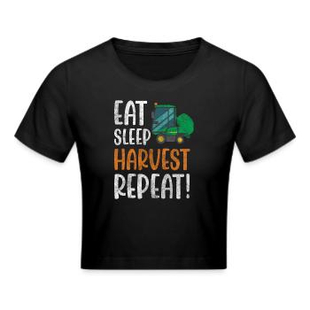 Landwirt Erntezeit Feld - Frauen Cropped T-Shirt - Schwarz - Vorne - Marisol (170cm)