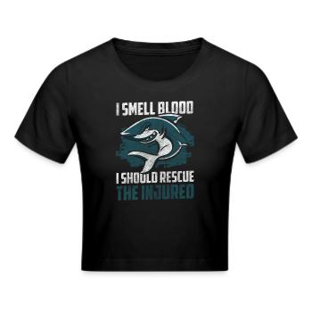 Shark Underwater Shark Fin Water - Cropped T-Shirt - black - Front - Marisol (170cm)