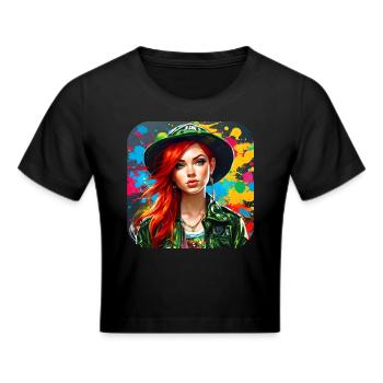 Fille rousse irlandaise cool - Crop top - noir - Devant - Marisol (170cm)