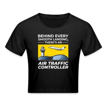 Air Traffic Controller ATC Aviation Humor Flight - Cropped T-Shirt - black - Front - Marisol (170cm)