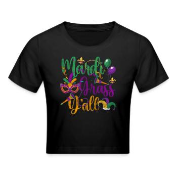 Parade Party Colorful Beads - Cropped T-Shirt - black - Front - Marisol (170cm)