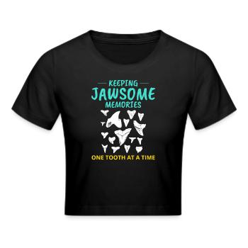 Haifischzähne Sammler Fossilienjagd Paläontologie - Frauen Cropped T-Shirt - Schwarz - Vorne - Marisol (170cm)