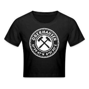 Oberhausen Tasche Shirt Hoodie GPS Koordinaten - Frauen Cropped T-Shirt - Schwarz - Vorne - Marisol (170cm)