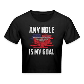 Beer Pong Mug Liquor - Cropped T-Shirt - black - Front - Marisol (170cm)