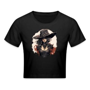 Emo Cowboy Steampunk Mädchen - Frauen Cropped T-Shirt - Schwarz - Vorne - Marisol (170cm)