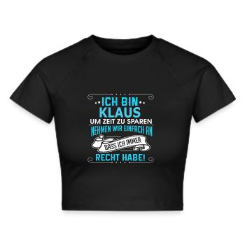 KLAUS - Frauen Cropped T-Shirt - Schwarz - Vorne - Marisol (170cm)