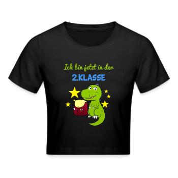 Ich Bin Jetzt In Der 2.Klasse Zweitklässler Dino - Frauen Cropped T-Shirt - Schwarz - Vorne - Marisol (170cm)