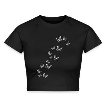 Schmetterling - Frauen Cropped T-Shirt - Schwarz - Vorne - Marisol (170cm)