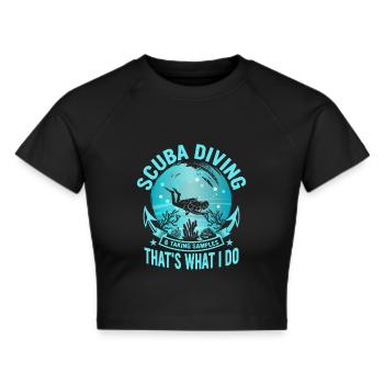 Scuba Diving & Taking Samples Marine Biology - Frauen Cropped T-Shirt - Schwarz - Vorne - Marisol (170cm)
