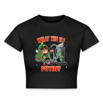 Lustige Elf Weihnachten Was der Elf - Frauen Cropped T-Shirt - Schwarz - Vorne - Marisol (170cm)