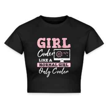 Funny Girl Coder Computer Programming Code Web Dev - Frauen Cropped T-Shirt - Schwarz - Vorne - Marisol (170cm)
