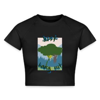 just hang out - Frauen Cropped T-Shirt - Schwarz - Vorne - Marisol (170cm)