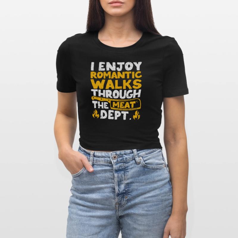 I enjoy romantic walks Fun BBQ Cropped T-Shirt