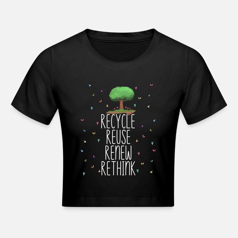Recycler Réutiliser Repenser Repenser Crise environnementale - Crop top - noir