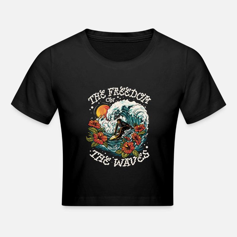 Surf sur les vagues tropicales - Crop top - noir