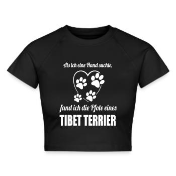 Hand & Pfote - Spruch - Tibet Terrier - Frauen Cropped T-Shirt - Schwarz - Vorne - Marisol (170cm)