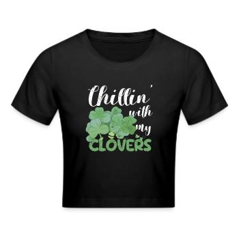Chillin With My Shamrocks Funny Irish - Cropped T-Shirt - black - Front - Marisol (170cm)