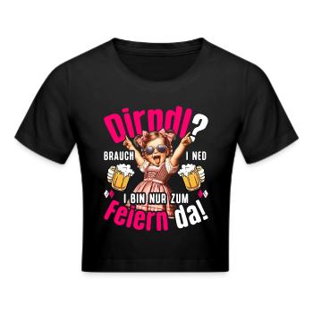 Trachtenshirt Damen Trachten T-Shirt Dirndl Ersatz - Frauen Cropped T-Shirt - Schwarz - Vorne - Marisol (170cm)