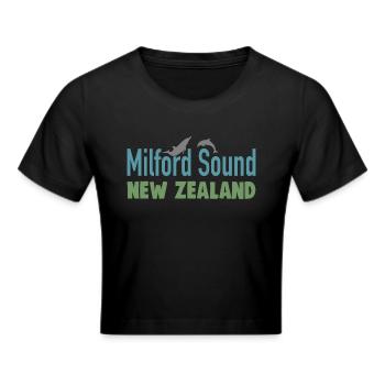 Milford Sound New Zealand - Frauen Cropped T-Shirt - Schwarz - Vorne - Marisol (170cm)