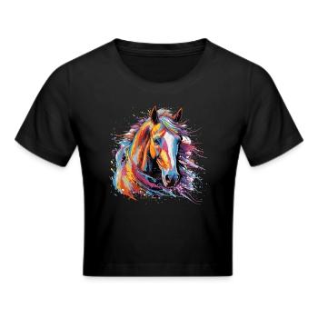 Hest, hest - Cropped T-Shirt - sort - Foran - Marisol (170cm)